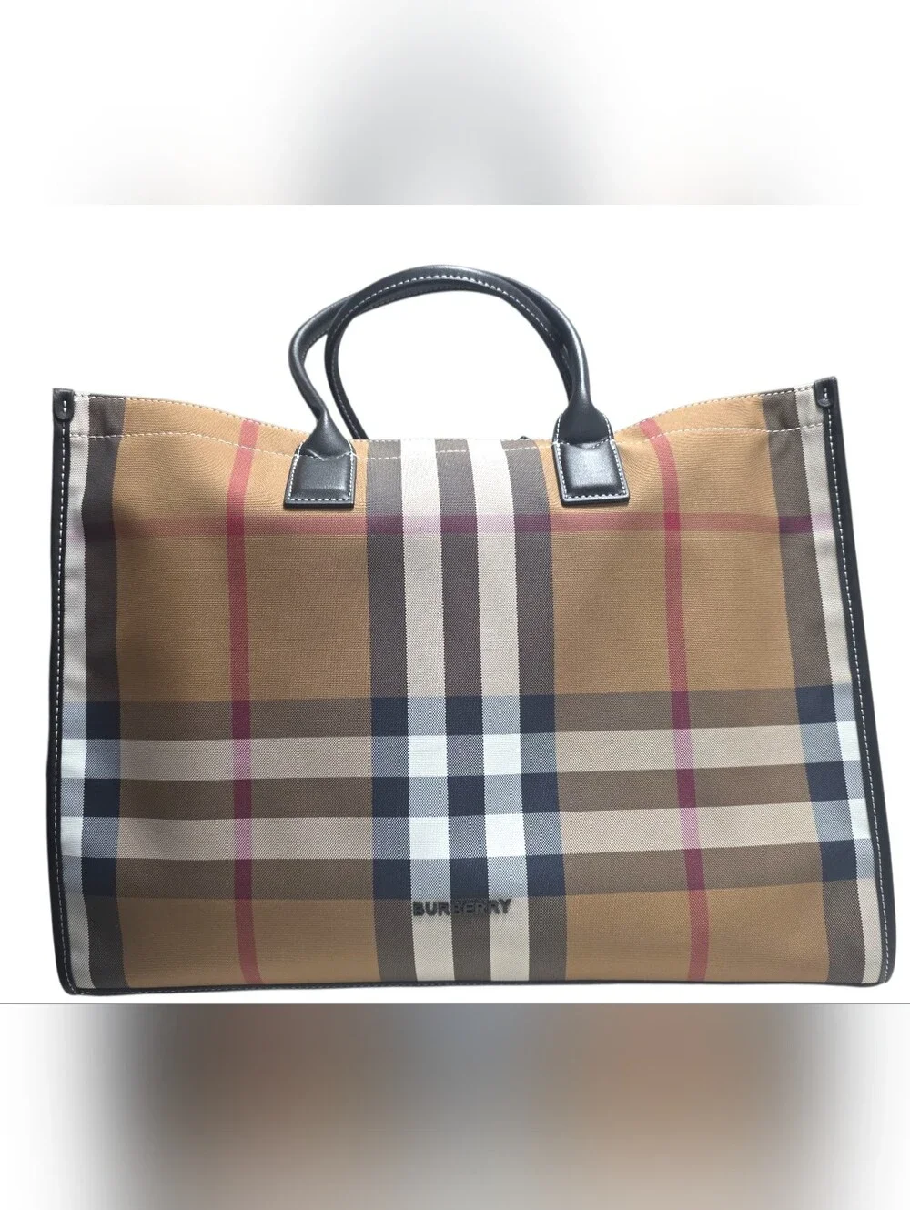 Burberry Denny Giant Check Cotton Tote Bag